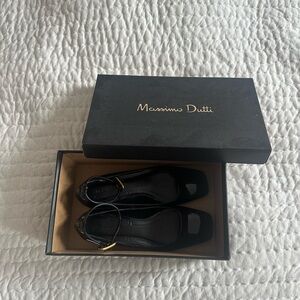 Massimo Dutti Black Flats Classic Loafers